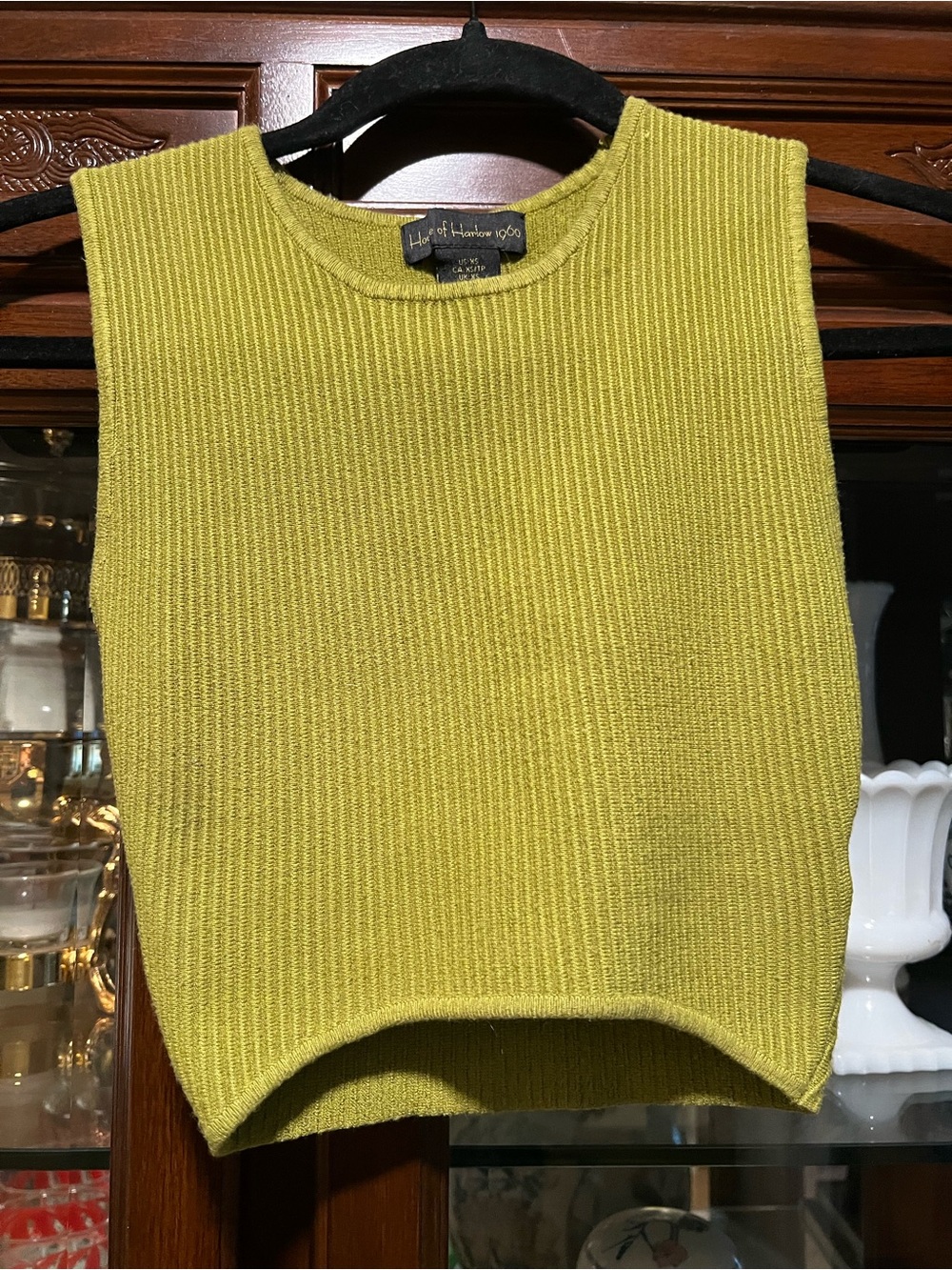House of Harlow cropped knit sweater tank- Chartreuse